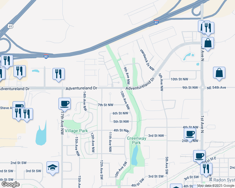 map of restaurants, bars, coffee shops, grocery stores, and more near 809 10th Avenue Northwest in Altoona