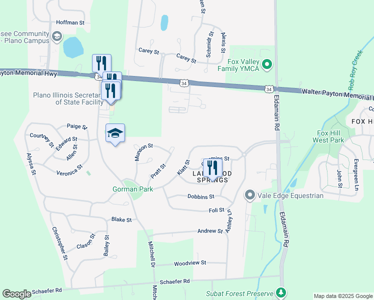 map of restaurants, bars, coffee shops, grocery stores, and more near 4121 Klatt Street in Plano