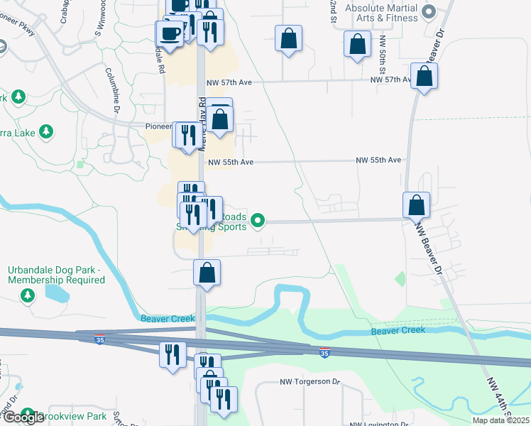 map of restaurants, bars, coffee shops, grocery stores, and more near 5509 Northwest Johnston Drive in Johnston