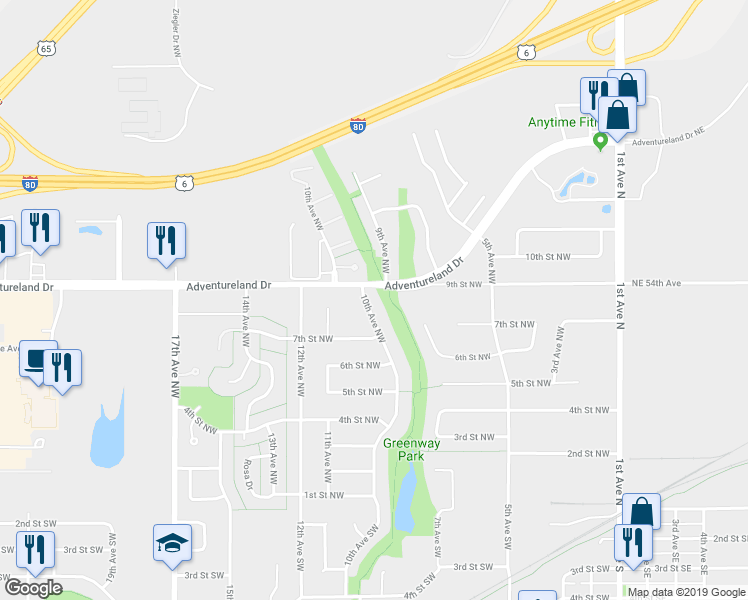 map of restaurants, bars, coffee shops, grocery stores, and more near 809 10th Avenue Northwest in Altoona