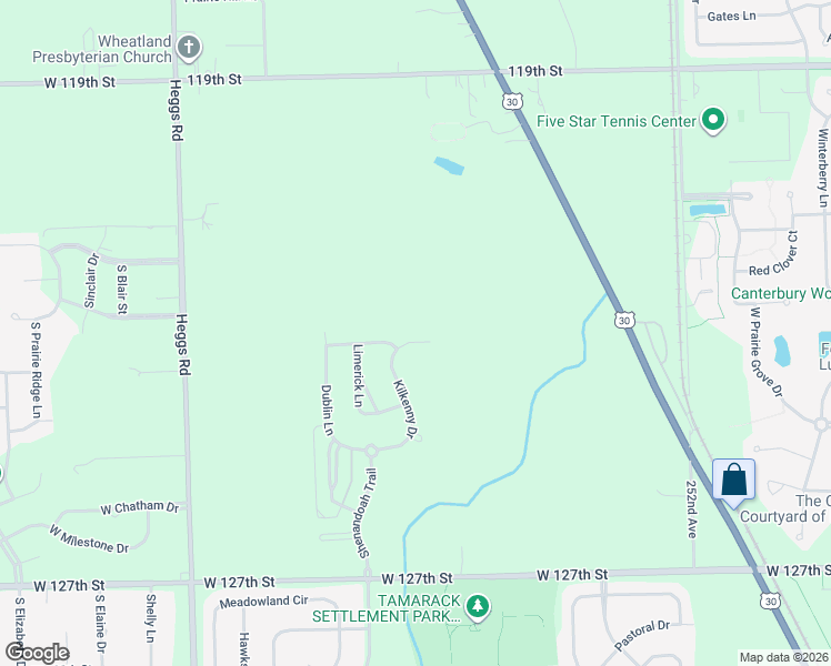 map of restaurants, bars, coffee shops, grocery stores, and more near 12306 Kilkenny Drive in Plainfield