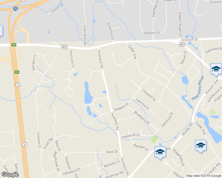 map of restaurants, bars, coffee shops, grocery stores, and more near 200 Howland Rd in East Greenwich