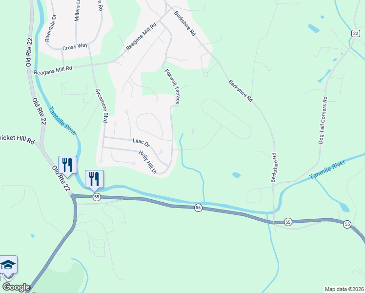 map of restaurants, bars, coffee shops, grocery stores, and more near 44 Holly Hill Drive in Wingdale