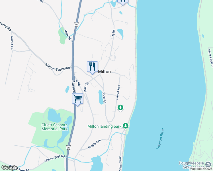 map of restaurants, bars, coffee shops, grocery stores, and more near 21 Brewster Street in Milton