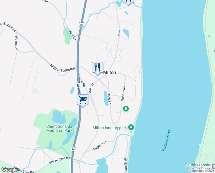 map of restaurants, bars, coffee shops, grocery stores, and more near 21 Brewster Street in Milton