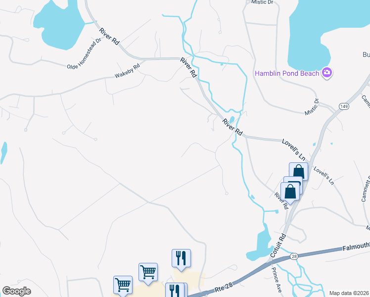 map of restaurants, bars, coffee shops, grocery stores, and more near 99 Watershed Way in Barnstable