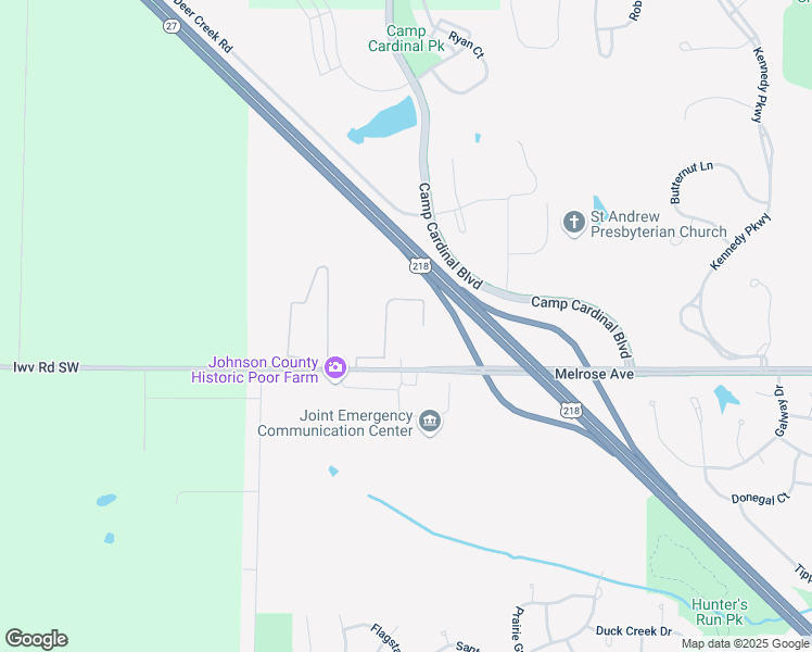 map of restaurants, bars, coffee shops, grocery stores, and more near 4540 Melrose Avenue in Iowa City