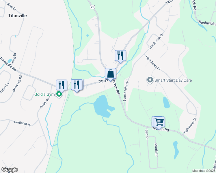 map of restaurants, bars, coffee shops, grocery stores, and more near 5a Davis Road in Poughkeepsie