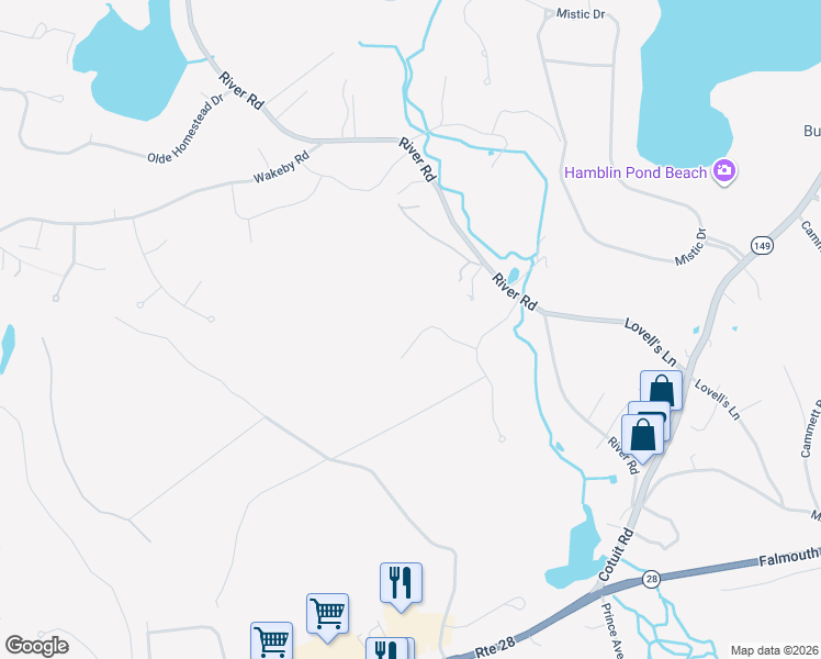 map of restaurants, bars, coffee shops, grocery stores, and more near 99 Watershed Way in Barnstable