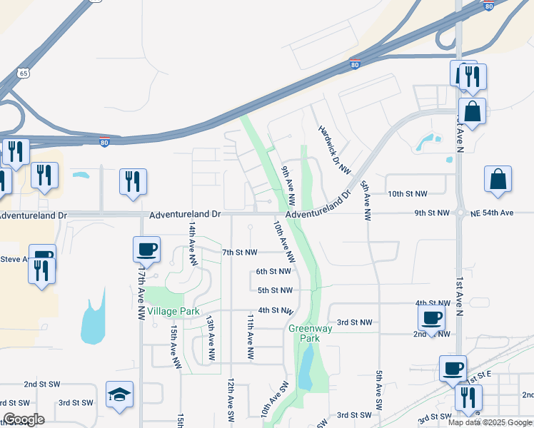 map of restaurants, bars, coffee shops, grocery stores, and more near 809 10th Avenue Northwest in Altoona