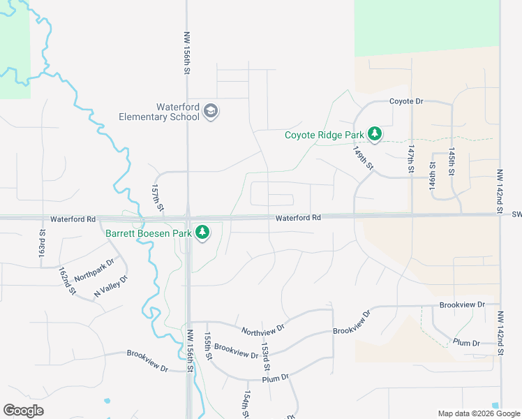 map of restaurants, bars, coffee shops, grocery stores, and more near 15408 Waterford Road in Grimes