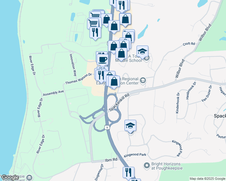 map of restaurants, bars, coffee shops, grocery stores, and more near 3 Spackenkill Road in Poughkeepsie