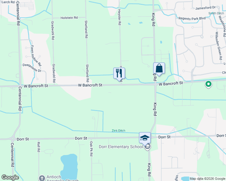 map of restaurants, bars, coffee shops, grocery stores, and more near 774 West Bancroft Street in Toledo