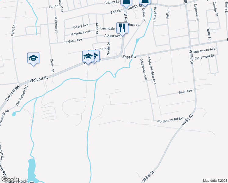 map of restaurants, bars, coffee shops, grocery stores, and more near 201 Wolcott Street in Bristol