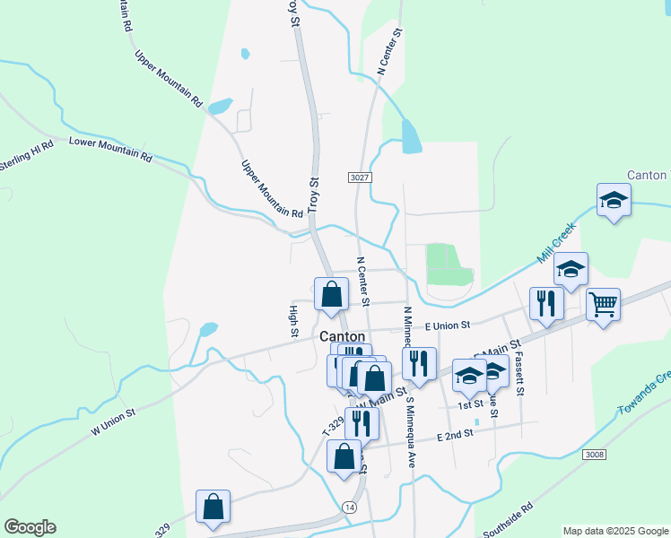 map of restaurants, bars, coffee shops, grocery stores, and more near 66 West Carson Street in Canton