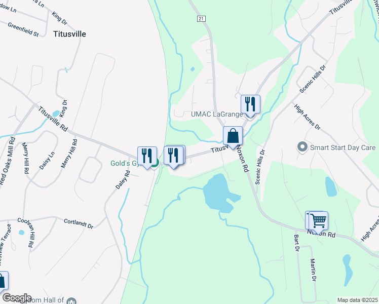 map of restaurants, bars, coffee shops, grocery stores, and more near 271 Titusville Road in Poughkeepsie
