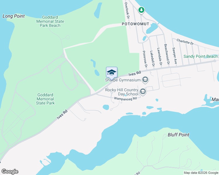map of restaurants, bars, coffee shops, grocery stores, and more near 480 Ives Road in East Greenwich