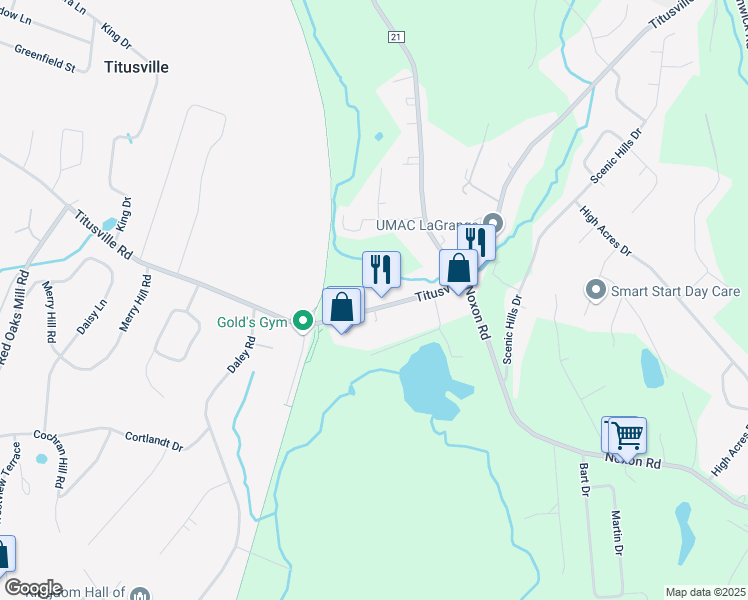 map of restaurants, bars, coffee shops, grocery stores, and more near 271-273 Titusville Rd in Poughkeepsie