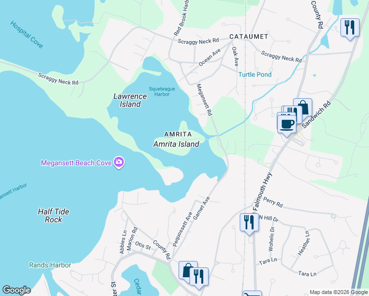 map of restaurants, bars, coffee shops, grocery stores, and more near 30 Baxendale Road in Bourne
