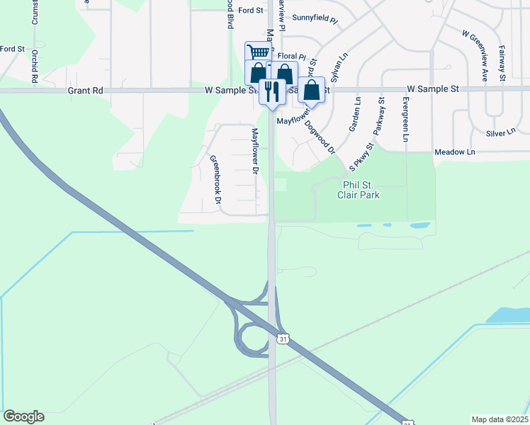 map of restaurants, bars, coffee shops, grocery stores, and more near 218 Greenbrook Drive in South Bend