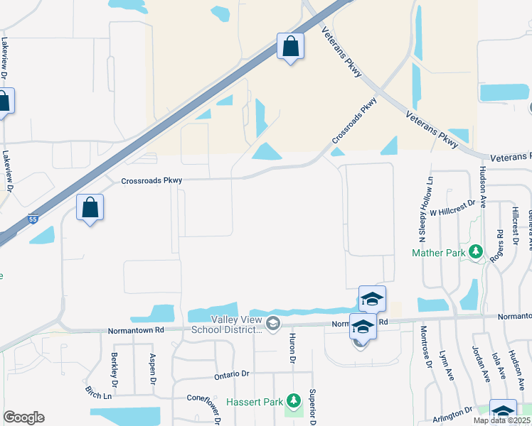 map of restaurants, bars, coffee shops, grocery stores, and more near in Romeoville