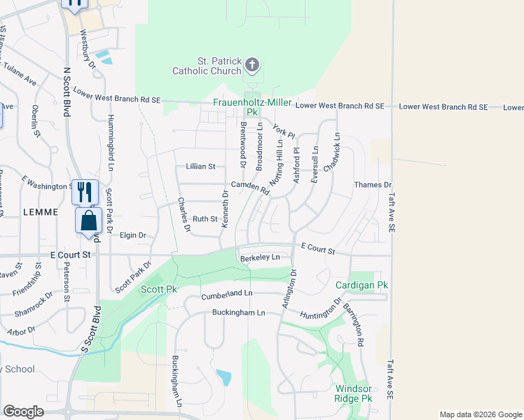 map of restaurants, bars, coffee shops, grocery stores, and more near 201-209 Manchester Lane in Iowa City