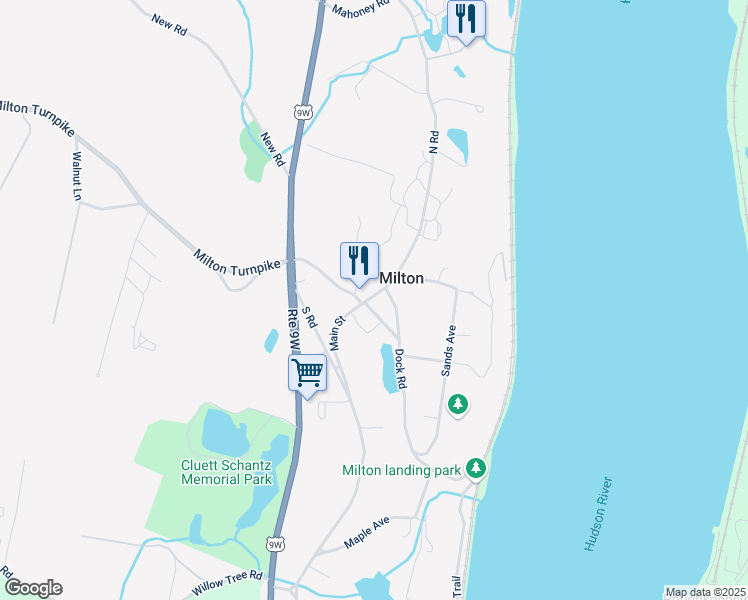 map of restaurants, bars, coffee shops, grocery stores, and more near 8 Milton Turnpike in Milton
