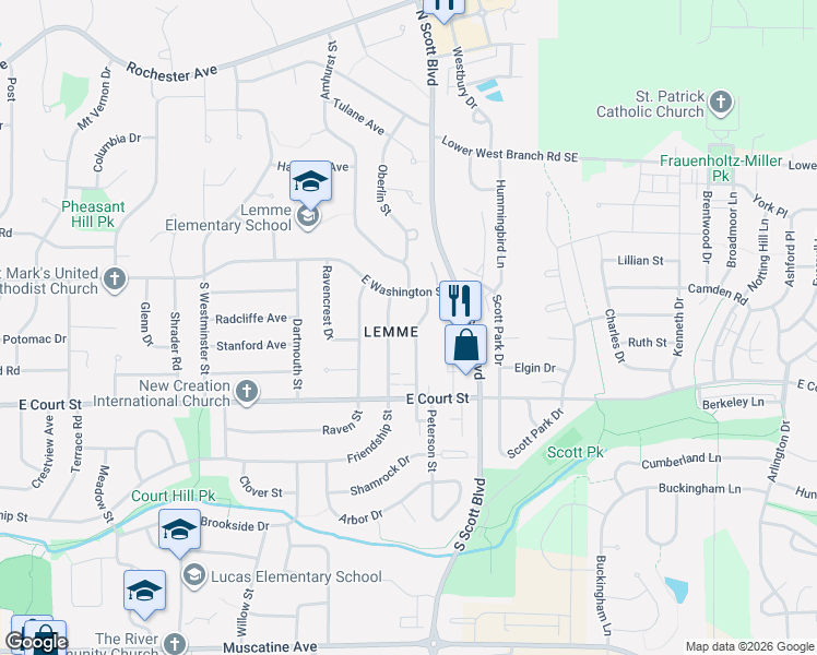 map of restaurants, bars, coffee shops, grocery stores, and more near 127 Cayman Street in Iowa City