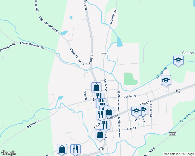 map of restaurants, bars, coffee shops, grocery stores, and more near 66 West Carson Street in Canton