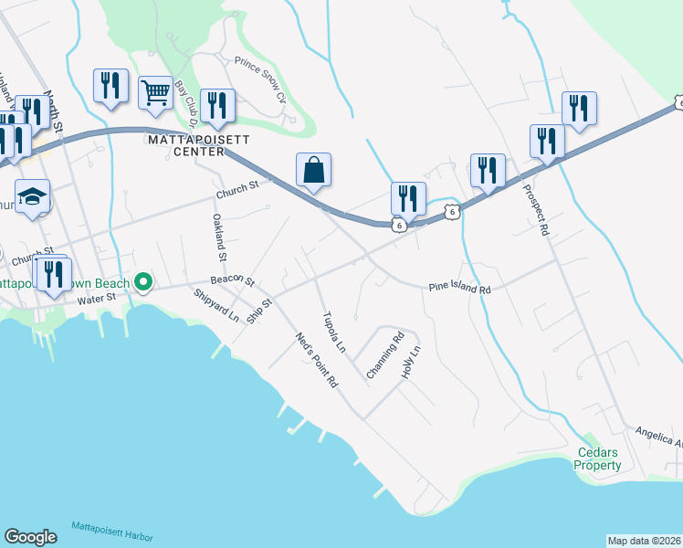 map of restaurants, bars, coffee shops, grocery stores, and more near 27 Marion Road in Mattapoisett