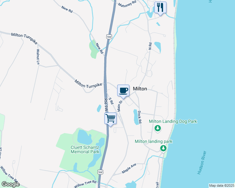 map of restaurants, bars, coffee shops, grocery stores, and more near 21 Milton Turnpike in Milton