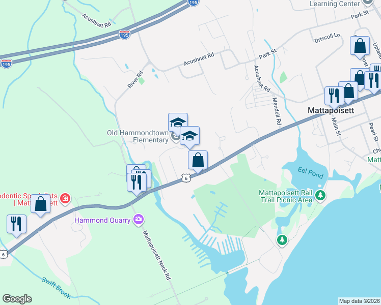 map of restaurants, bars, coffee shops, grocery stores, and more near 7 Tallman St in Mattapoisett