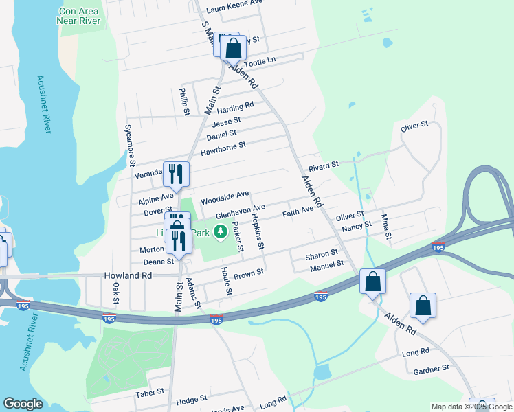 map of restaurants, bars, coffee shops, grocery stores, and more near 28 Glenhaven Avenue in Fairhaven