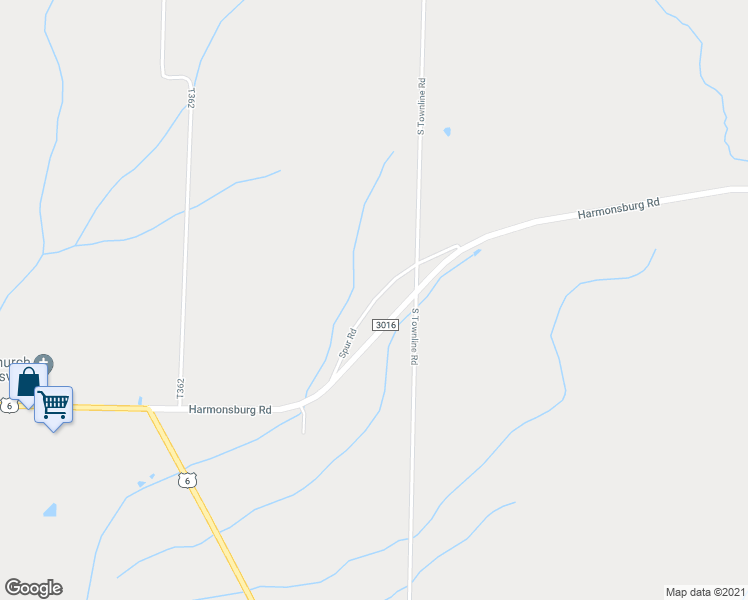 map of restaurants, bars, coffee shops, grocery stores, and more near 14070 Spur Road in Linesville