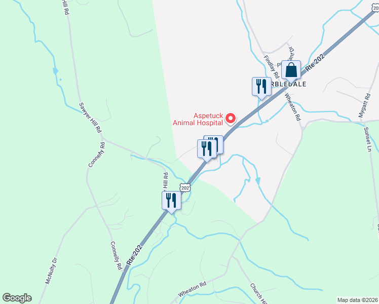 map of restaurants, bars, coffee shops, grocery stores, and more near 15 North Sawyer Hill Road in Washington