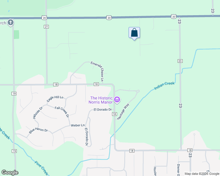 map of restaurants, bars, coffee shops, grocery stores, and more near 57531 County Road 18 in Goshen