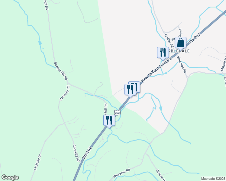map of restaurants, bars, coffee shops, grocery stores, and more near 50 North Sawyer Hill Road in Washington