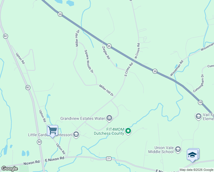 map of restaurants, bars, coffee shops, grocery stores, and more near 130 Miller Hill Drive in Lagrangeville