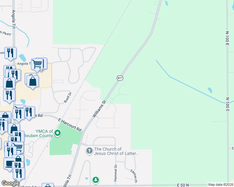 map of restaurants, bars, coffee shops, grocery stores, and more near 2011 Linchel Court in Angola