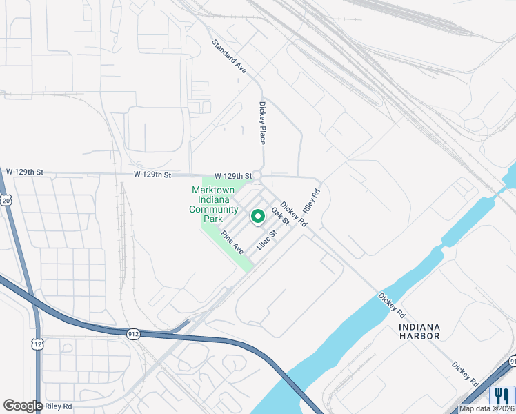 map of restaurants, bars, coffee shops, grocery stores, and more near 3001-3007 Oak St in East Chicago