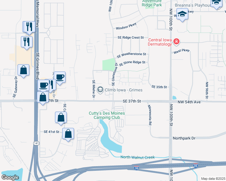 map of restaurants, bars, coffee shops, grocery stores, and more near 3501 Lacey Lane in Grimes