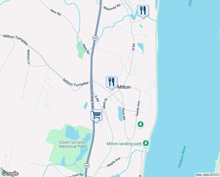 map of restaurants, bars, coffee shops, grocery stores, and more near 8 Milton Turnpike in Milton