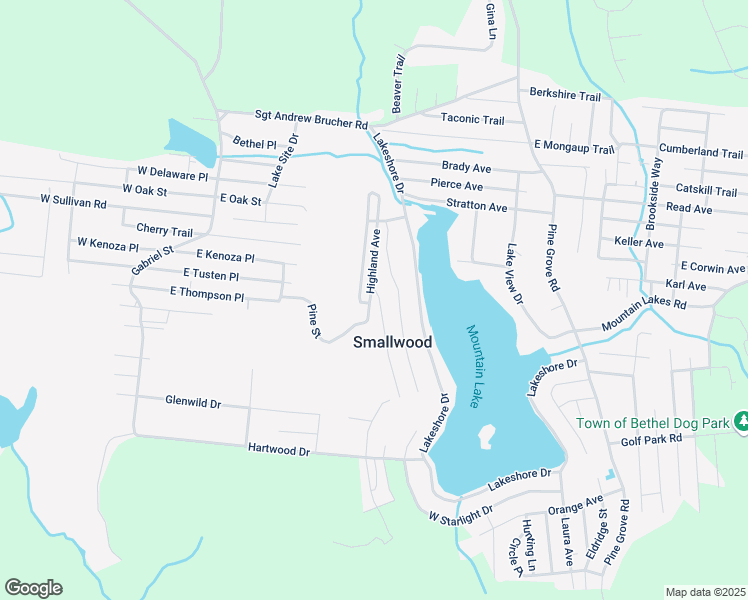 map of restaurants, bars, coffee shops, grocery stores, and more near 103 Highland Avenue in White Lake