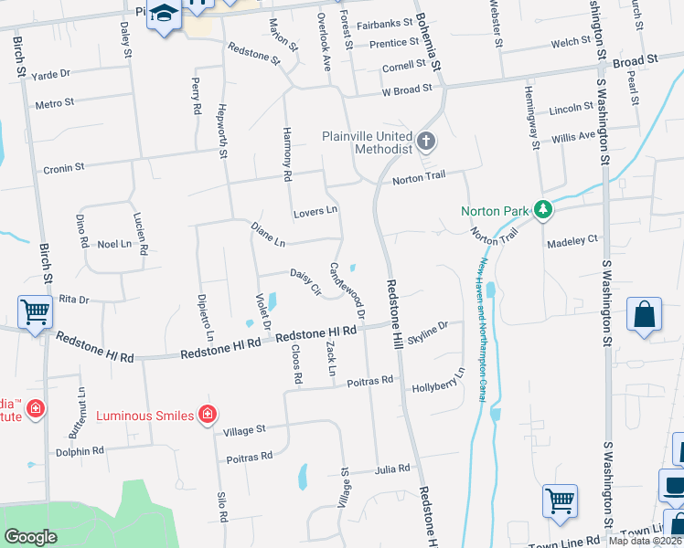 map of restaurants, bars, coffee shops, grocery stores, and more near 258 Candlewood Drive in Bristol