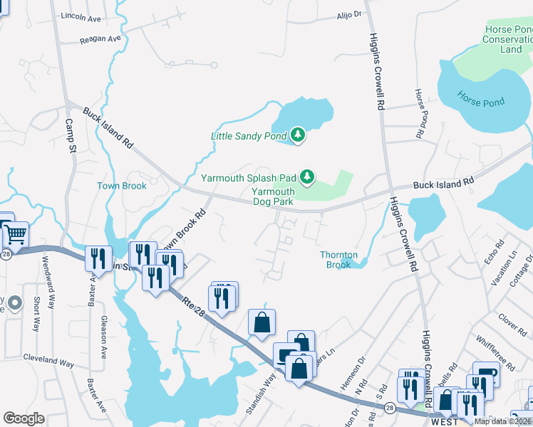 map of restaurants, bars, coffee shops, grocery stores, and more near 507 Buck Island Road in Yarmouth