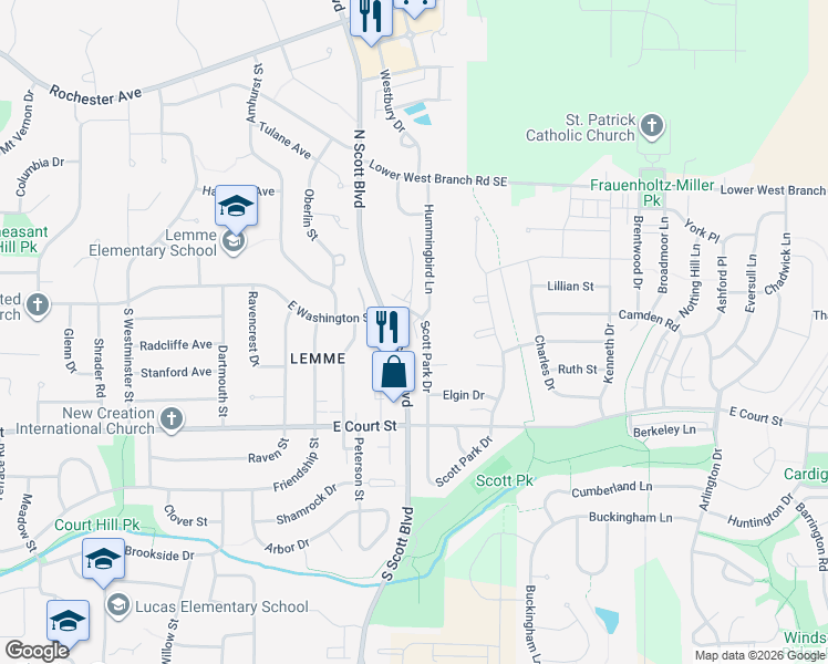 map of restaurants, bars, coffee shops, grocery stores, and more near 931 Scott Park Drive in Iowa City