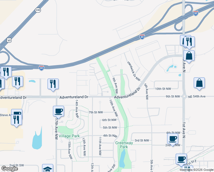 map of restaurants, bars, coffee shops, grocery stores, and more near 911 Breezewood Circle in Altoona