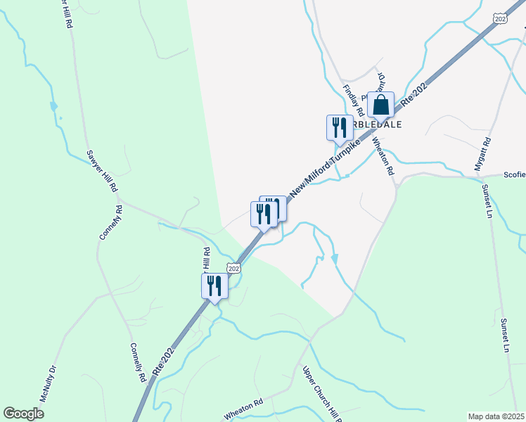 map of restaurants, bars, coffee shops, grocery stores, and more near 1 North Sawyer Hill Road in Washington