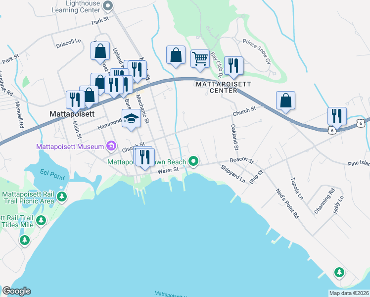 map of restaurants, bars, coffee shops, grocery stores, and more near 8 Captains Lane in Mattapoisett