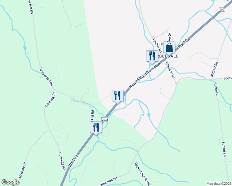 map of restaurants, bars, coffee shops, grocery stores, and more near 3 North Sawyer Hill Road in Washington